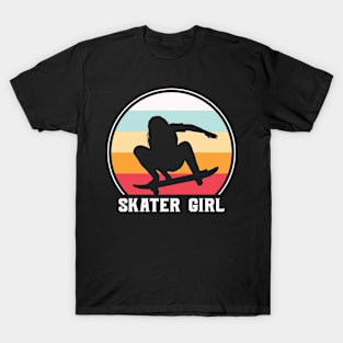 Retro Sunset Skater Girl T-Shirt